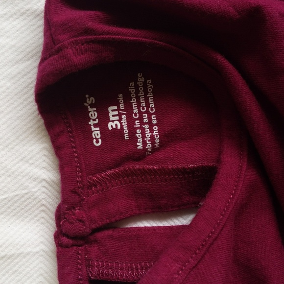 carter's plum long sleeve babydoll top with glitter tulle overlay 3 months baby - Picture 2 of 6